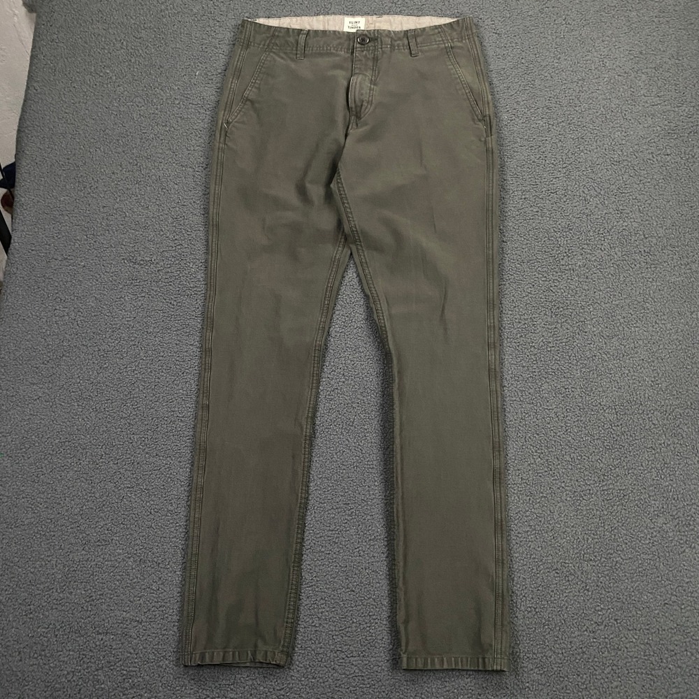 Flint and Tinder 365 Chino Pants Men 30x32 Olive Green Slim Straight F-510011